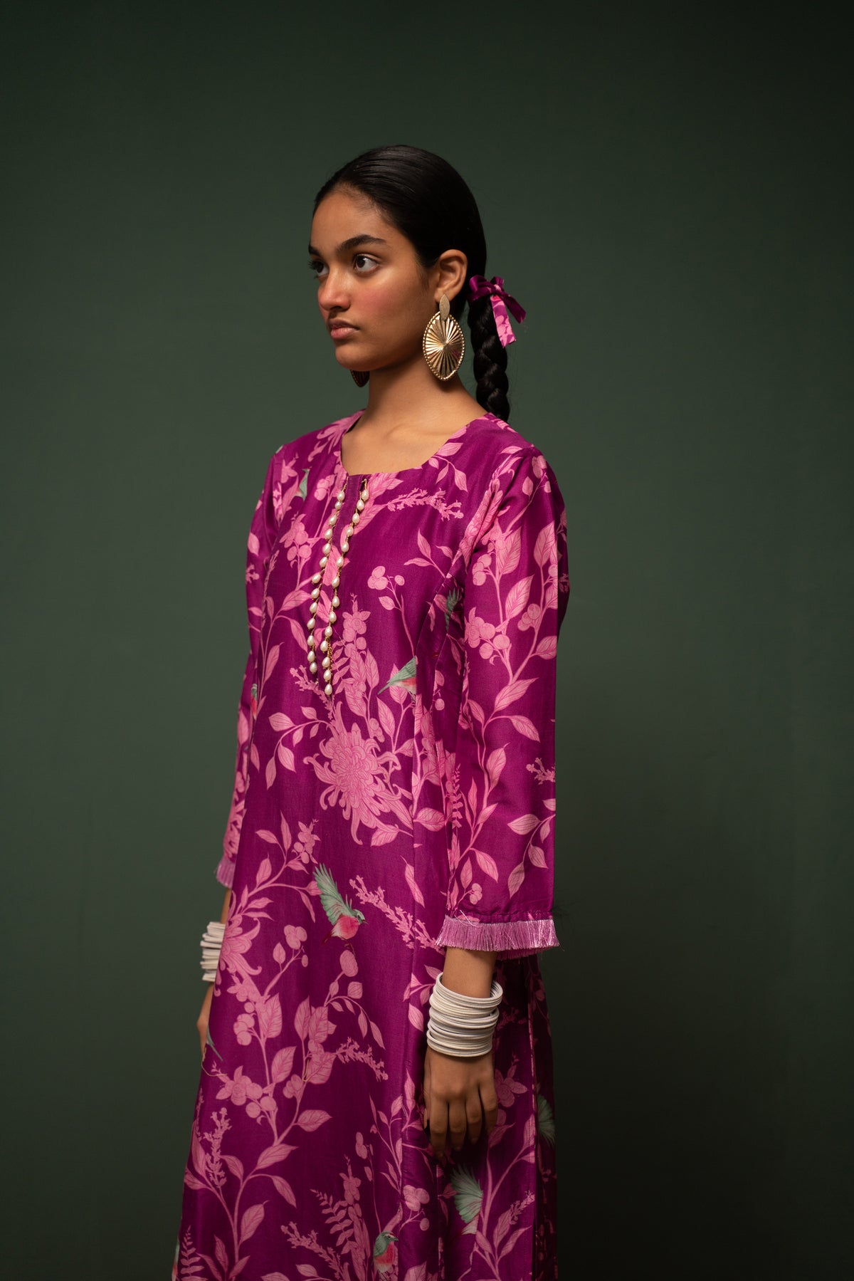 Masakali- Magenta Printed Kurta  - Set of 3