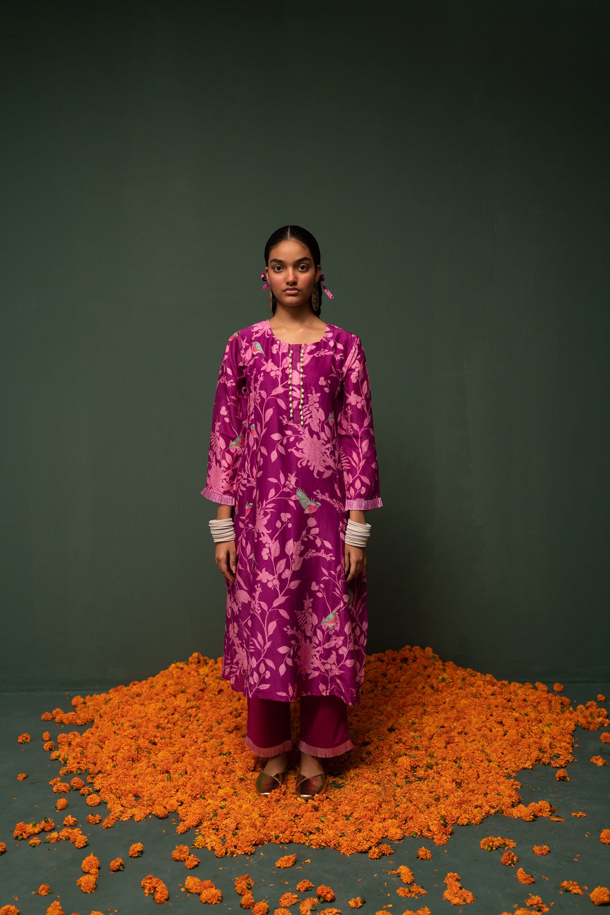 Masakali- Magenta Printed Kurta  - Set of 3