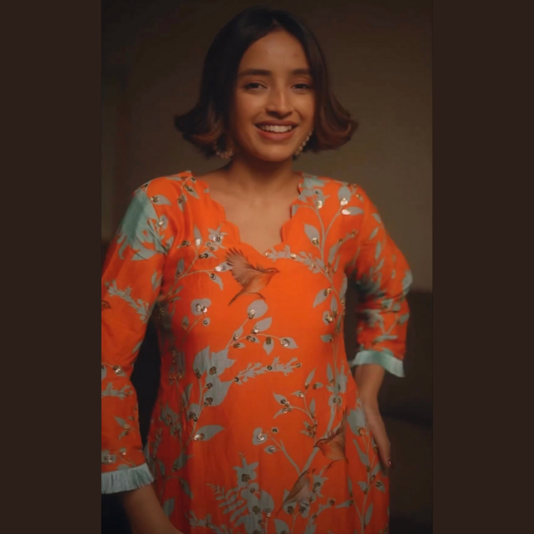 Diksha Rawat in Masakali- Orange Short Kurta  - Set of 2