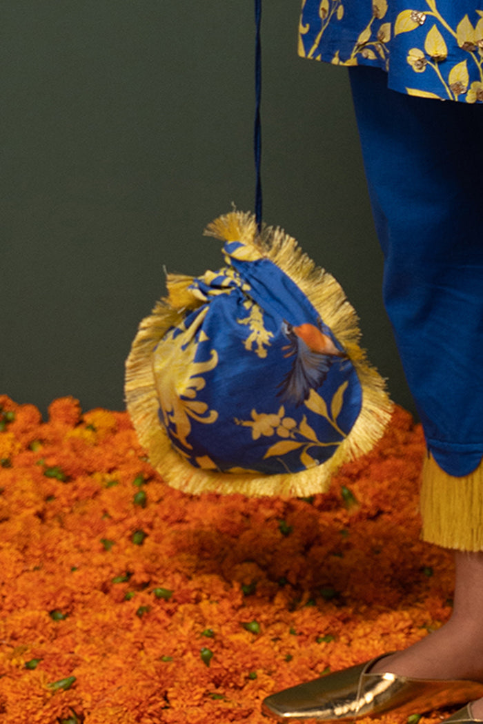 Masakali- Blue Printed Potli Bag