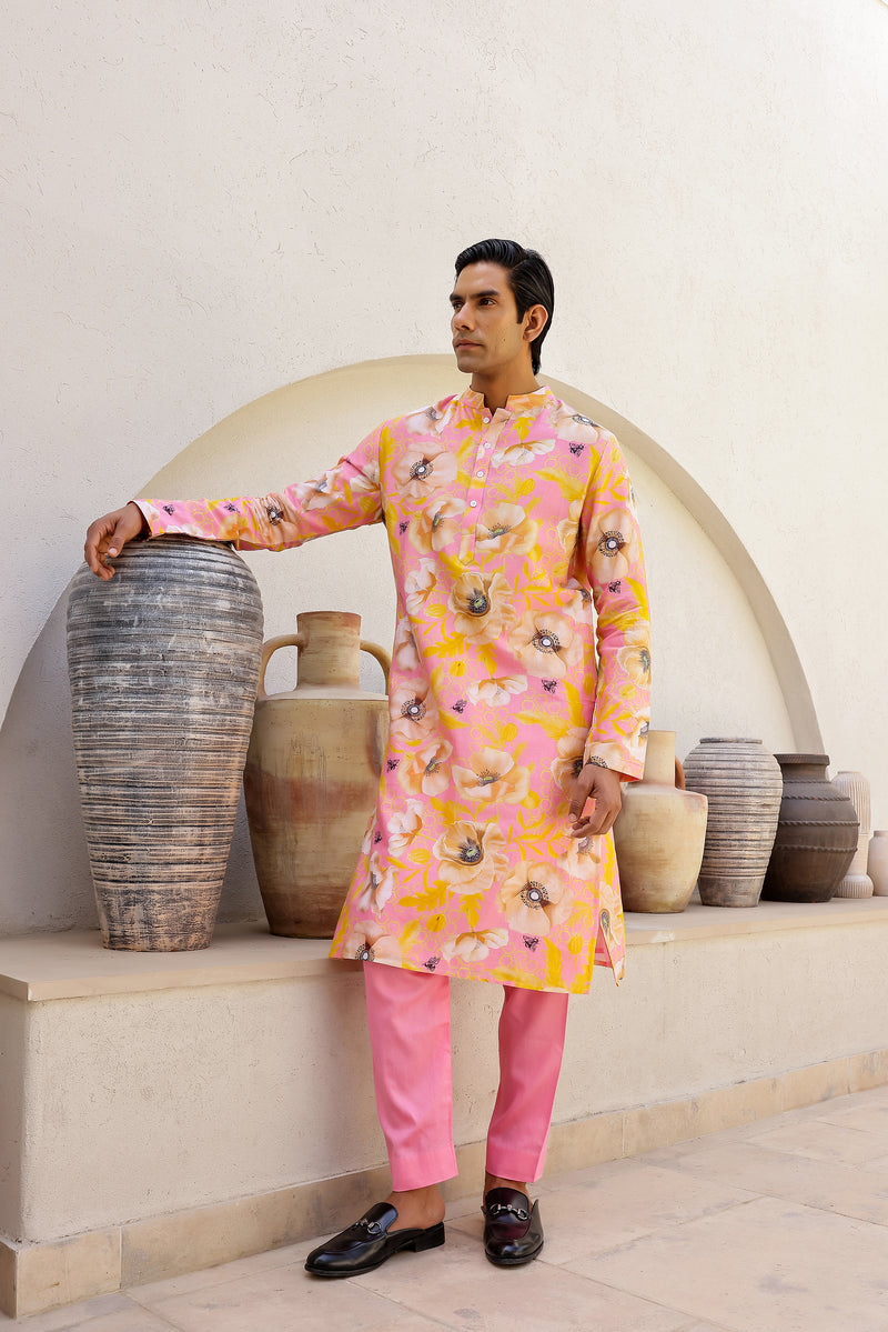 Garden Men - Pink Printed Kurta Set