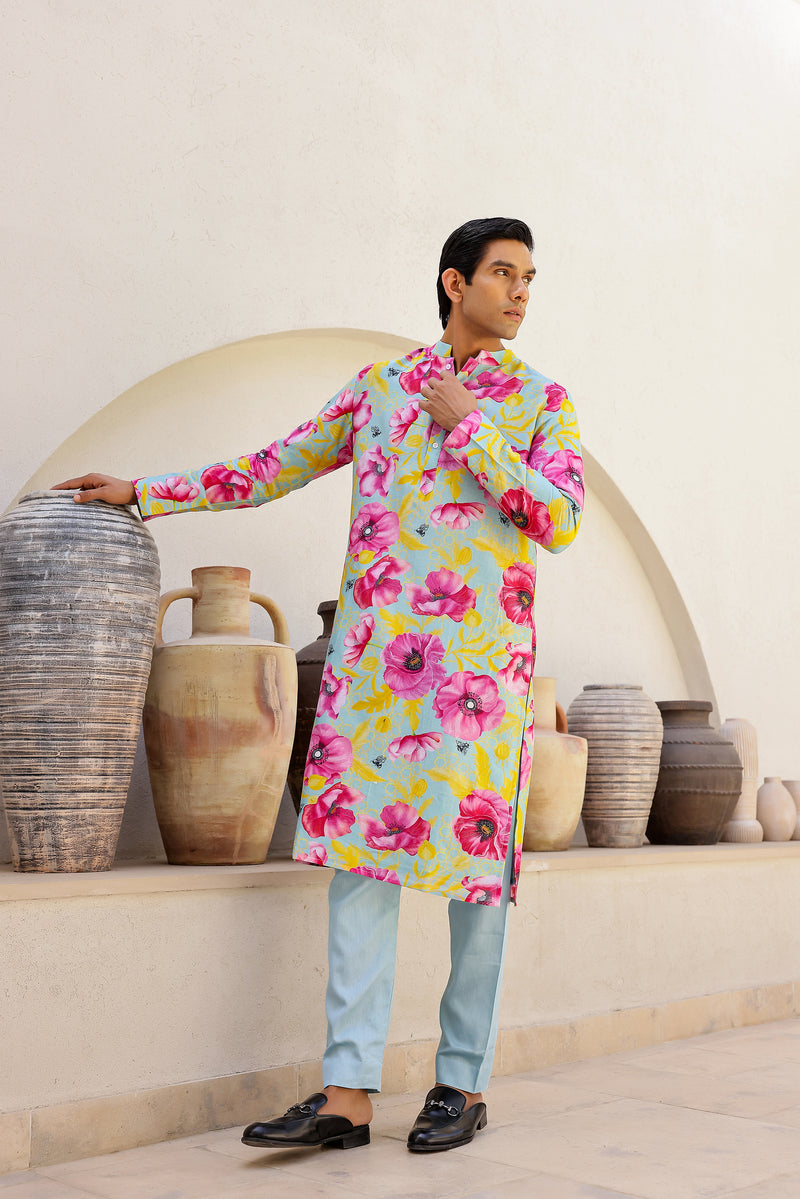 Garden Men - Mint Printed Kurta Set