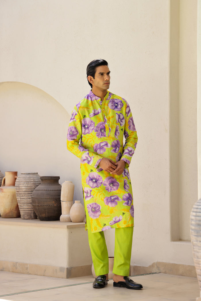 Garden Men - Green Printed Kurta Set