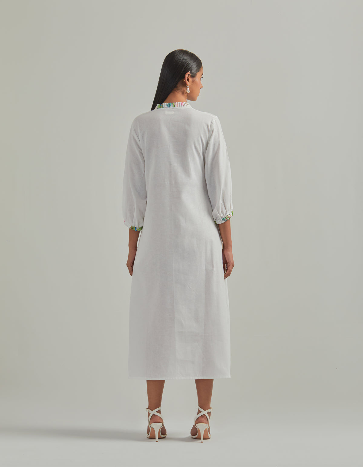 Bhado 3.0- White Placement Print Maxi Dress