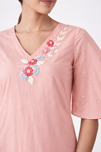 Dusty Pink Embroidered Co-Ord Set