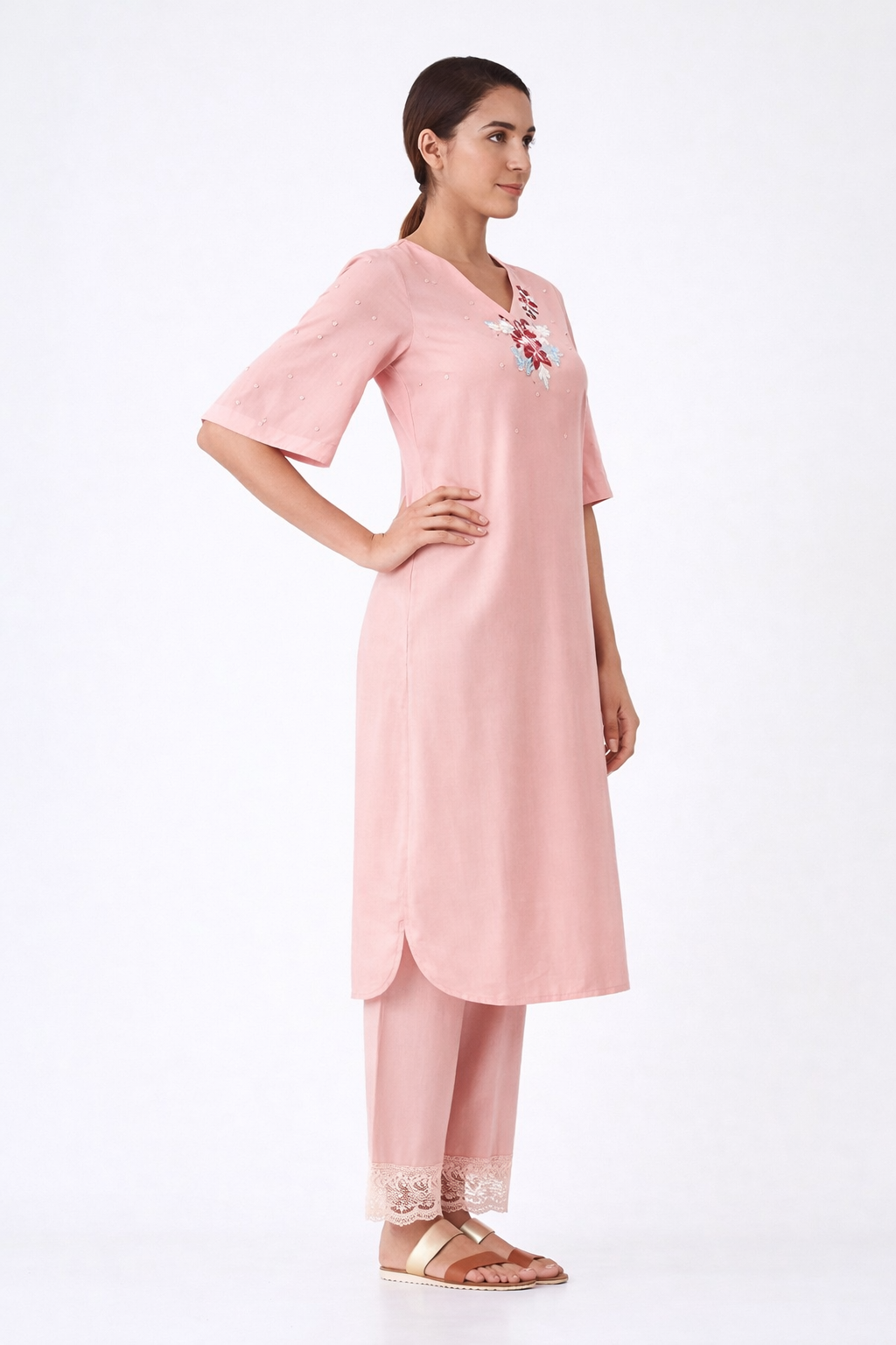 Dusty Pink Embroidered Co-Ord Set