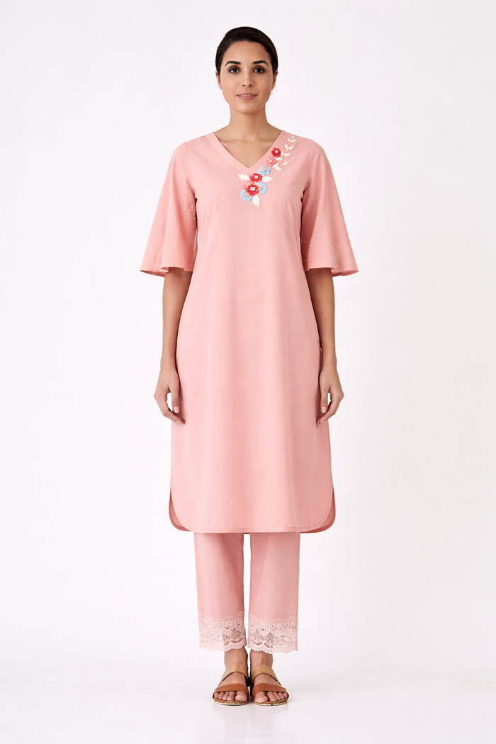 Dusty Pink Embroidered Co-Ord Set