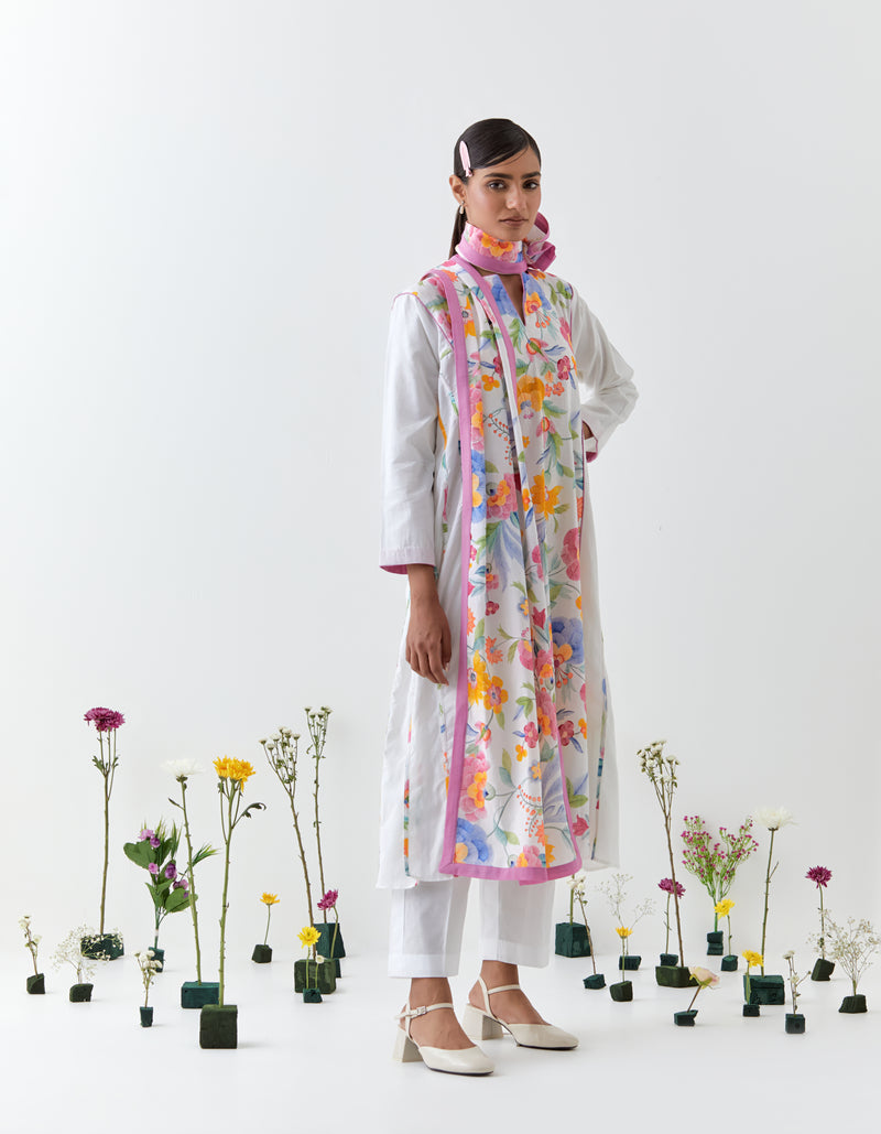 Gulrang- White Printed Kurta - Set of 3