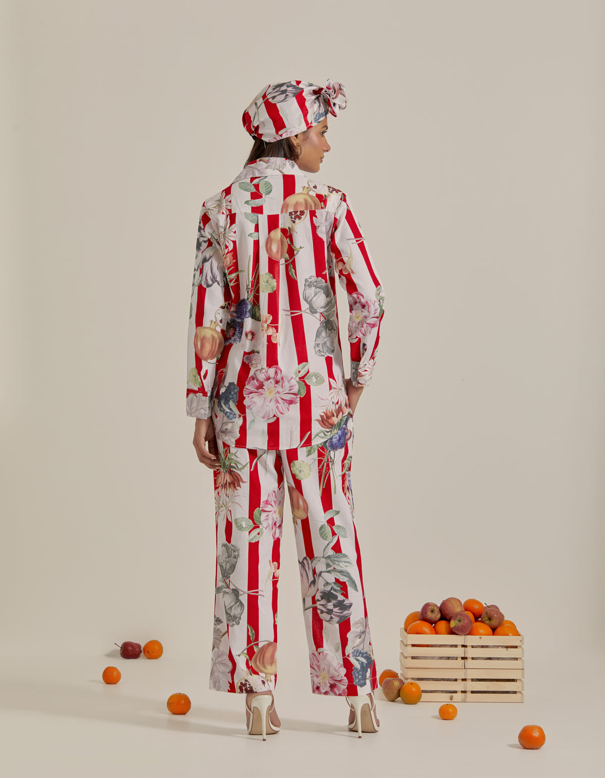 Bloom Voyage - Red Stripe Printed Shirt Co-Ord - Set of 2