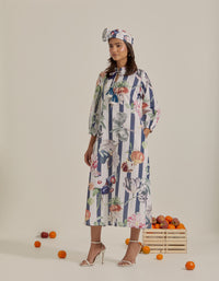 Bloom Voyage - Navy Blue Stripe Printed Dress