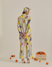 Bloom Voyage - Yellow Stripe Printed Shirt Co-Ord - Set of 2