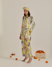 Bloom Voyage - Yellow Stripe Printed Shirt Co-Ord - Set of 2