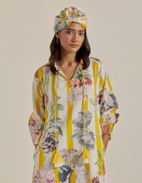 Bloom Voyage - Yellow Stripe Printed Dress