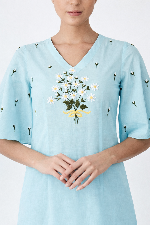 Blue Embroidered Co-ord Set