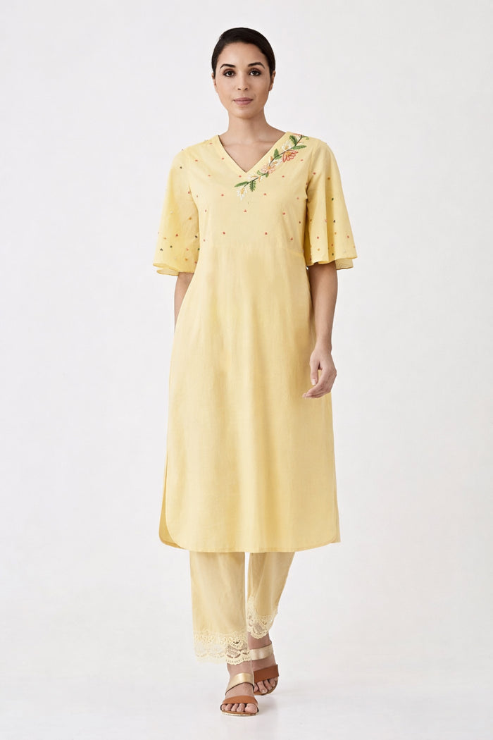 Yellow Embroidered Co-Ord Set