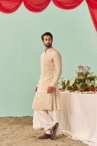 Ivory Tissue Silk Solid Kurta Set