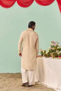 Ivory Tissue Silk Solid Kurta Set