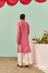 Pink Tissue Silk Solid Kurta Set