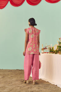 Pink Chintz Tissue Silk Co-Ord Set of 2