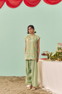Mint Chintz Tissue Silk Co-Ord Set of 2