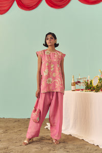 Pink Chintz Tissue Silk Co-Ord Set of 2
