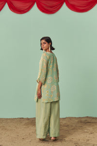 Mint Chintz Tissue Silk Short Kurta Set