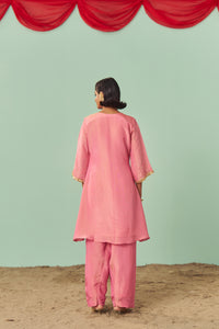 Blush Pink A-Line Tissue Silk Kurta Set