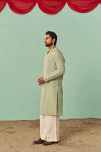 Mint Tissue Silk Solid Kurta Set