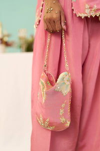 Blush Pink A-Line Tissue Silk Kurta Set