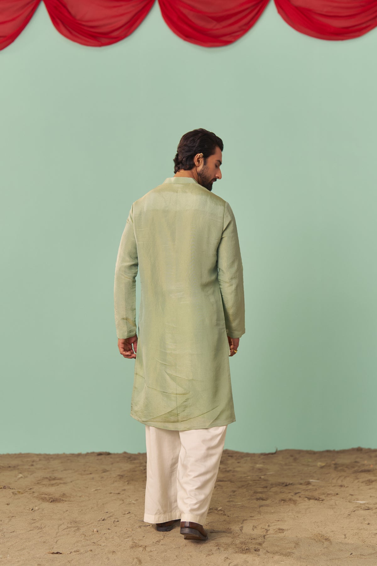 Mint Tissue Silk Solid Kurta Set