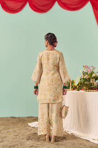 Ivory Chintz Tissue Silk Short Kurta Set