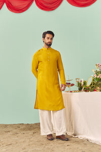 Mustard Chintz Tissue Siik Solid Kurta Set