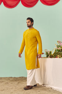 Mustard Chintz Tissue Siik Solid Kurta Set