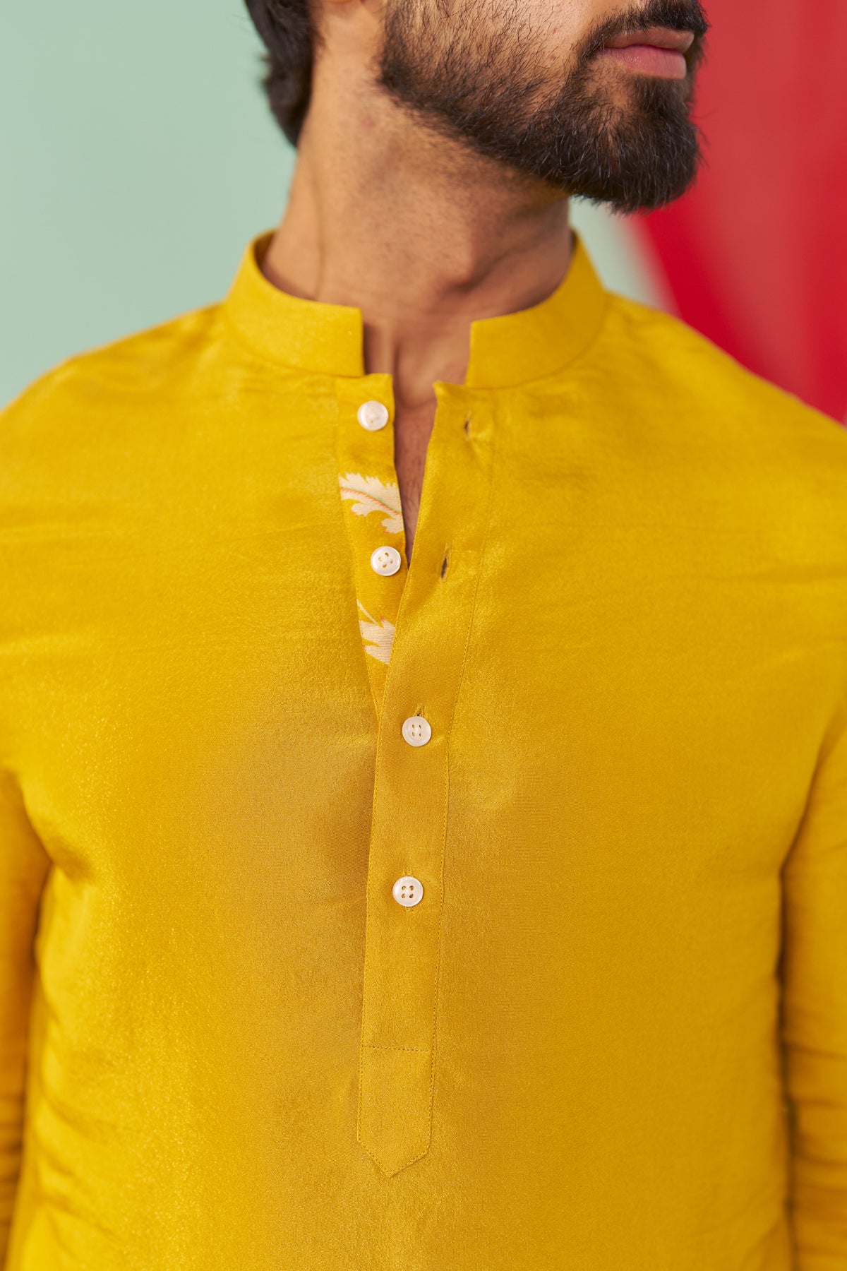 Mustard Chintz Tissue Siik Solid Kurta Set