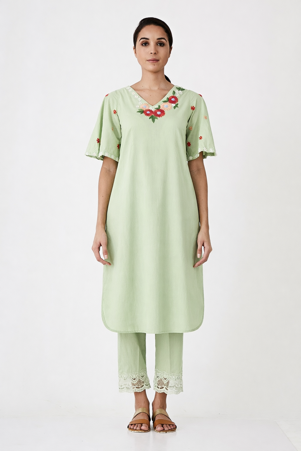 Sea Green Embroidered Co-Ord Set