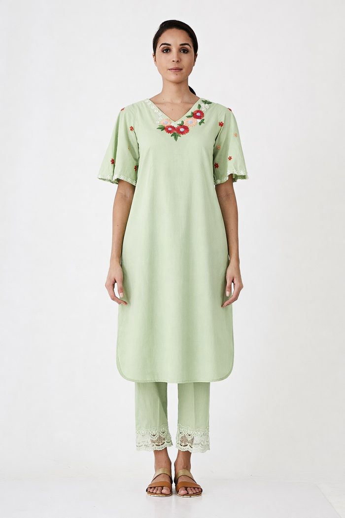 Sea Green Embroidered Co-Ord Set