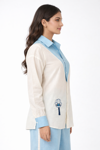 Evil Eye- Blue and Cream Co-Ord Set of 2