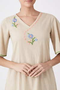 Beige Embroidered Co-Ord Set