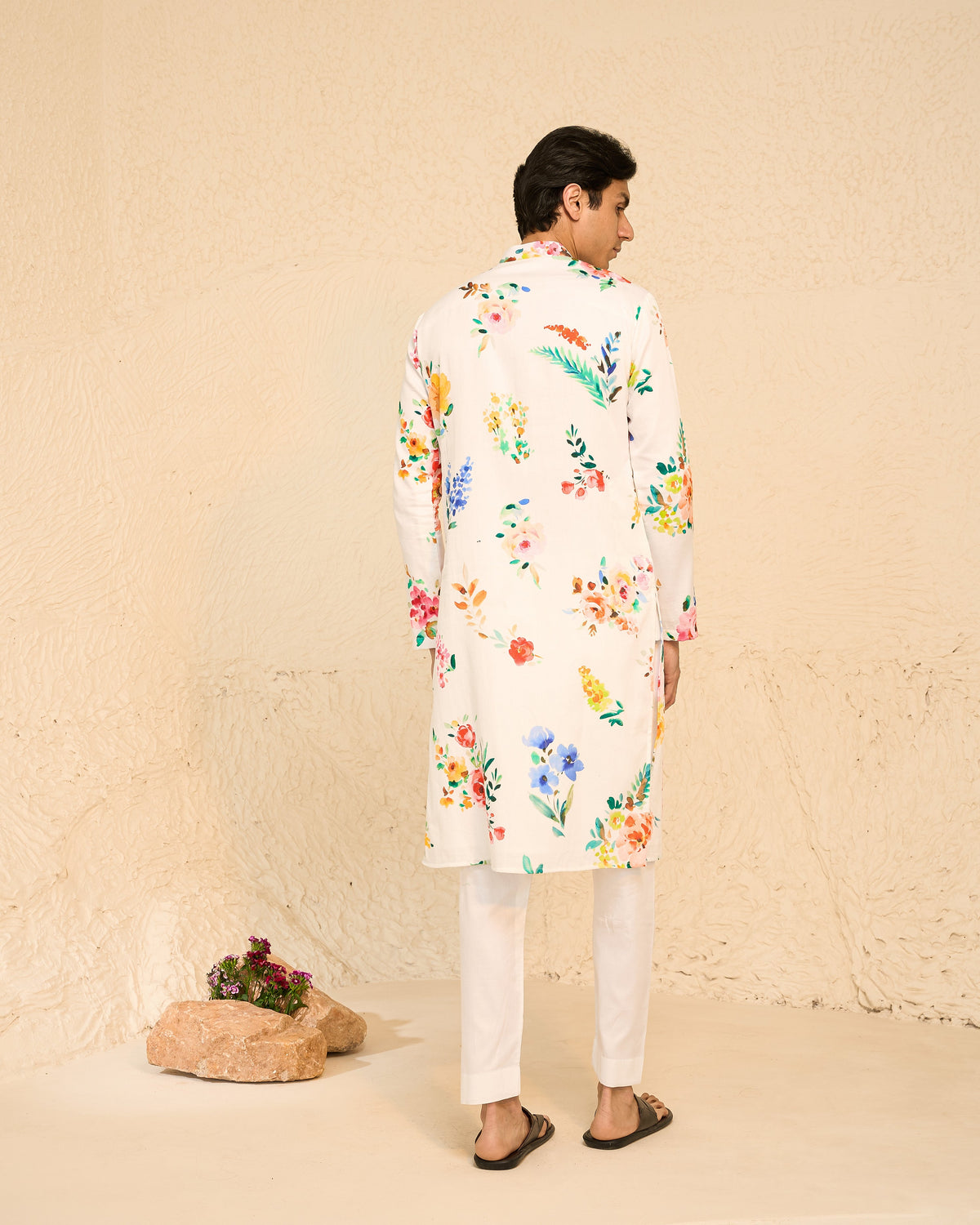 Gautam Gupta in Tropical Men - White Printed Kurta - Set of 2