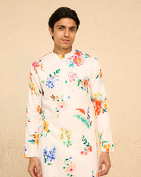 Gautam Gupta in Tropical Men - White Printed Kurta - Set of 2