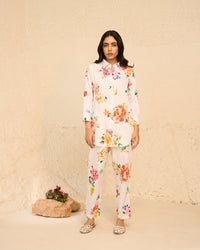 Smriti Khanna in Tropical- White Printed Shirt Co-Ord - Set of 2