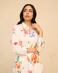 Smriti Khanna in Tropical- White Printed Shirt Co-Ord - Set of 2