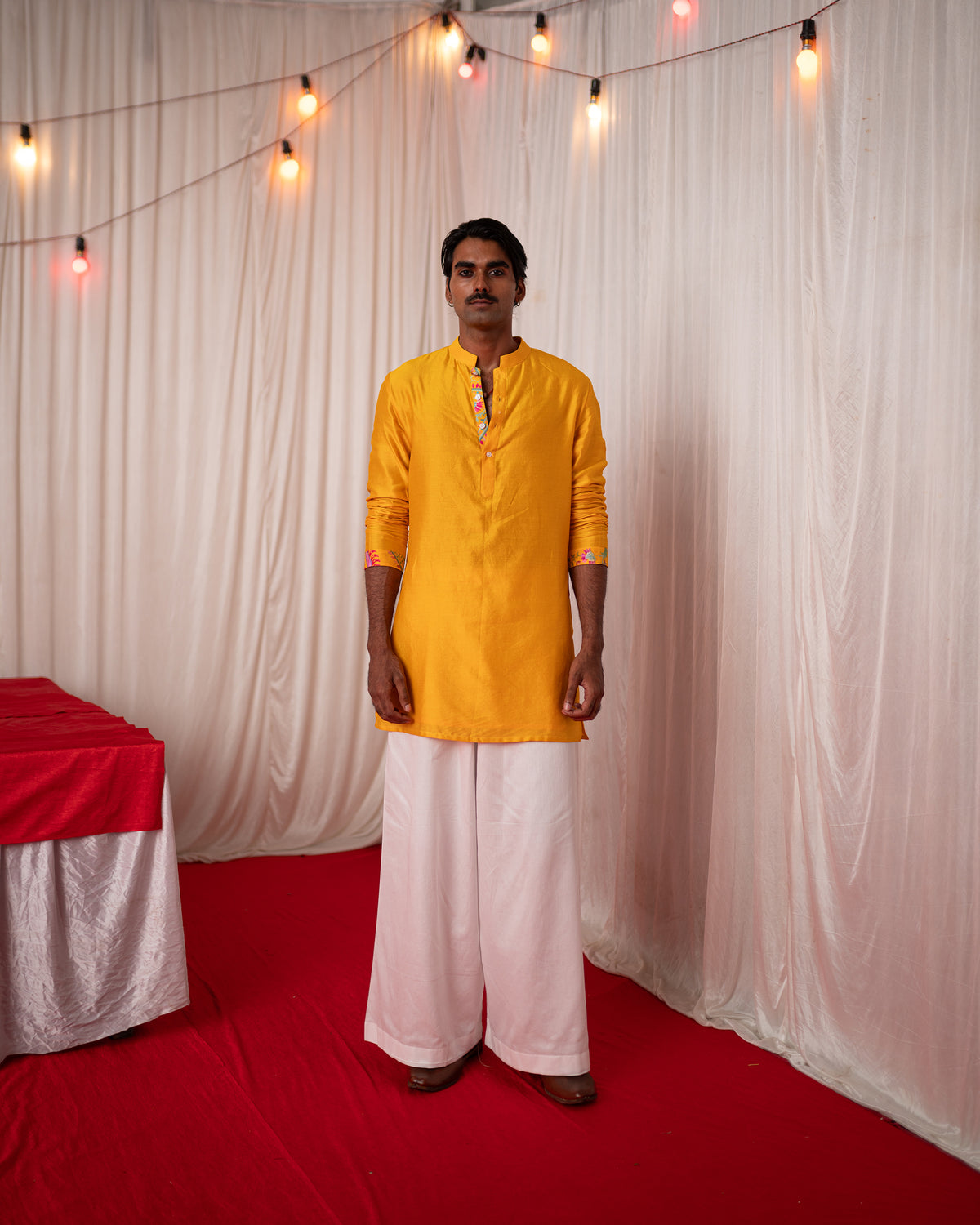 Paisley Men- Yellow Nehru Jacket Kurta Set