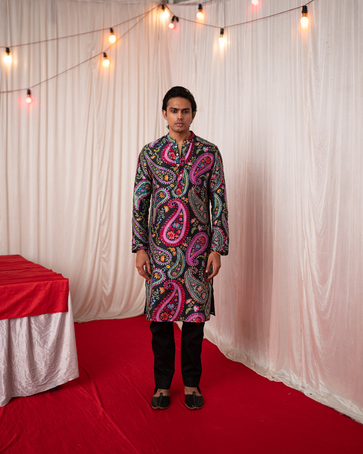 Paisley Men- Black Printed Kurta Set