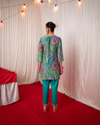 Paisley- Green Printed Short Kurta Set