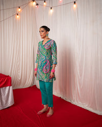 Paisley- Green Printed Short Kurta Set