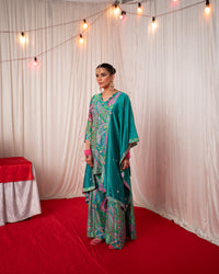 Paisley- Green Printed Kurta with Sharara - Set of 3