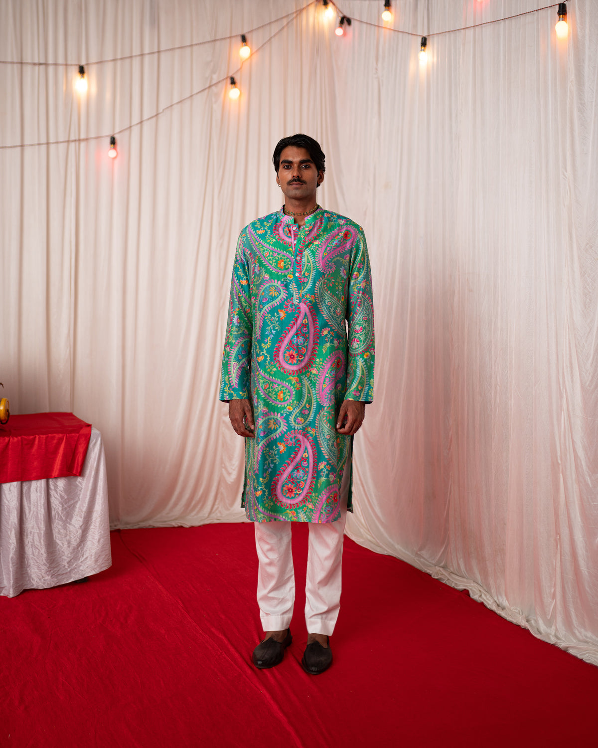 Paisley Men- Green Printed Kurta Set