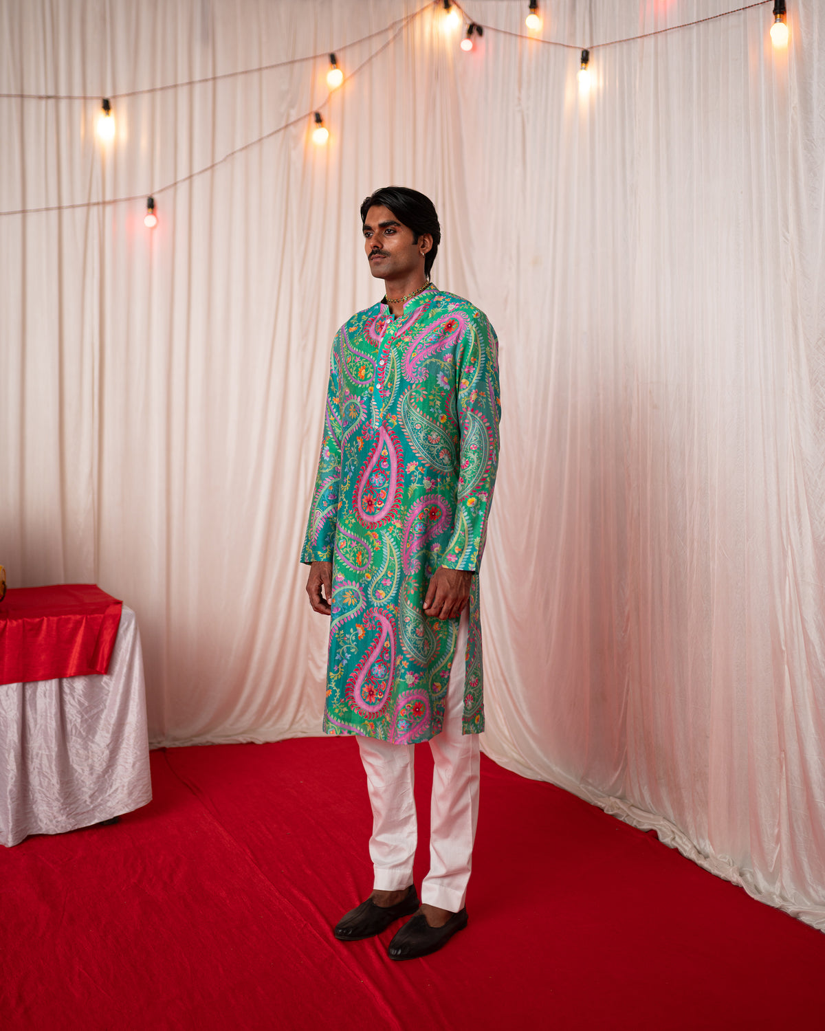 Paisley Men- Green Printed Kurta Set