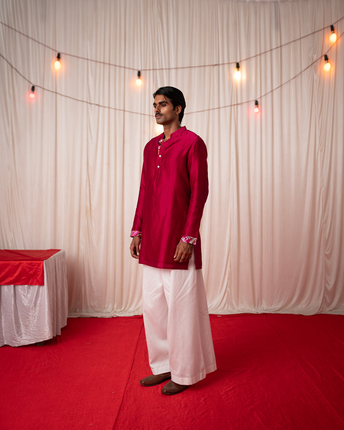 Paisley Men- Maroon Nehru Jacket Kurta Set